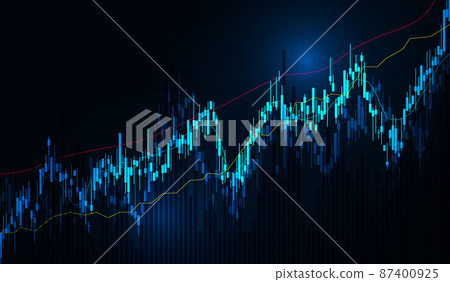 Stock price chart black background vector material 87400925