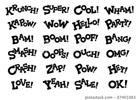 Character material expressing comic-style onomatopoeia and exclamation marks Character material expressing comic-style onomatopoeia and exclamation marks 87401983