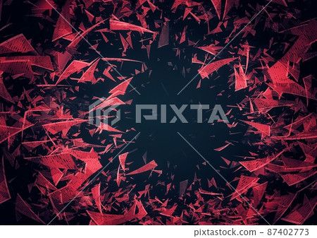 Abstract background exploding and scattering red debris 87402773