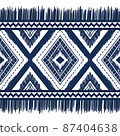Navy Indigo Blue Diamond on White background. Geometric ethnic oriental pattern traditional Design for ,carpet,wallpaper,clothing,wrapping,Batik,fabric, vector illustration embroidery style 87404638