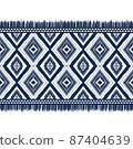 Navy Indigo Blue Diamond on White background. Geometric ethnic oriental pattern traditional Design for ,carpet,wallpaper,clothing,wrapping,Batik,fabric, vector illustration embroidery style 87404639