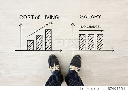 Comparison of graphs of prices and living expenses and graphs of changes in salary Comparison of graphs of prices and living expenses and graphs of changes in salary 87405564