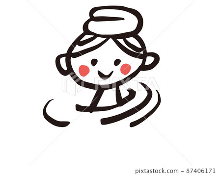 一個人入溫泉插畫 一個人入溫泉插畫 87406171