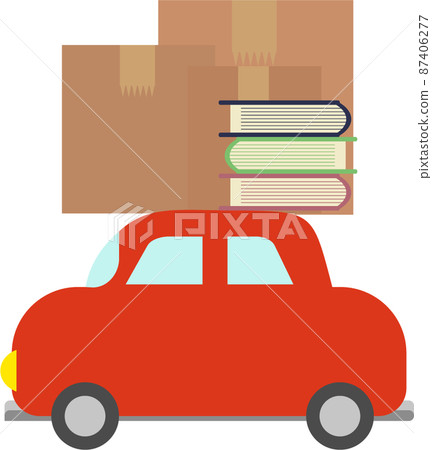 Cars to move Cargo loading on a car Cardboard illustration on a car 87406277