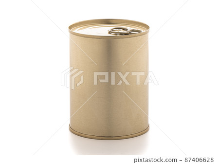 Tin can with a key on the lid isolated on a white background. Tin can with a key on the lid isolated on a white background. 87406628