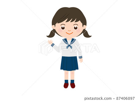 A female student with a smile and an OK mark. 87406897