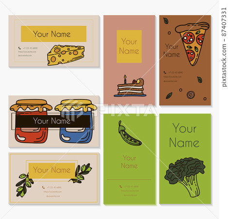 Vector Food Doodle banners. Hand Made Line Art business cards. Menu Restaurant. Sketch illustration of healthy food. Logotype Symbol Design Vector Food Doodle banners. Hand Made Line Art business cards. Menu Restaurant. Sketch illustration of healthy food. Logotype Symbol Design 87407331
