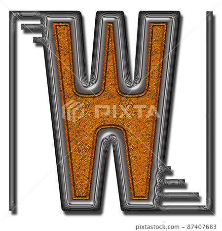 3D render of double metal alphabet letter 3D render of double metal alphabet letter 87407683