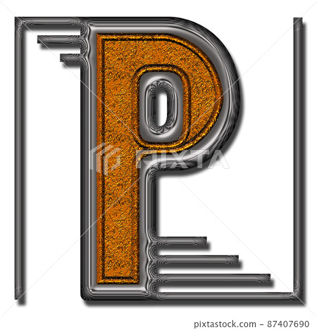 3D render of double metal alphabet letter 3D render of double metal alphabet letter 87407690
