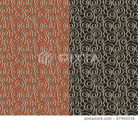 Doodle spiral shapes seamless pattern. Hand drawn ink brush stroke, modern abstract design, decorative tangle art. Earth tones color palette. Red or Brown easy editable color background. Vector Doodle spiral shapes seamless pattern. Hand drawn ink brush stroke, modern abstract design, decorative tangle art. Earth tones color palette. Red or Brown easy editable color background. Vector 87408316