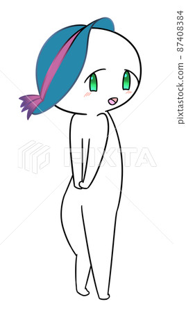 A character wearing a hat who turns around while smiling A character wearing a hat who turns around while smiling 87408384