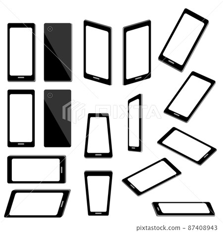 Illustration material: Set of various angles of mobile phone, smartphone, mobile / Screen is white without main line 87408943