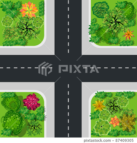 Seamless repeating background urban pattern Top view Seamless repeating background urban pattern Top view 87409305