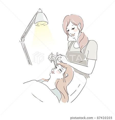 Eyelash extension treatment scene cute woman Eyelash extension treatment scene cute woman 87410103