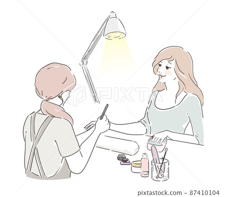 在美甲沙龍接受治療的可愛女性 角質層治療 87410104