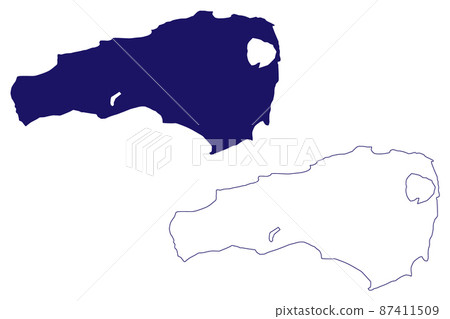 Rum Cay island (Commonwealth of The Bahamas, Cenrtal America, Caribbean islands) map vector illustration, scribble sketch Mamana and Santa Maria de la Concepcion map 87411509
