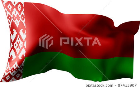 Waving flag of the Belarus. Illustration of wavy Belarus Flag. Flag on transparent background - vector illustration. 87413907