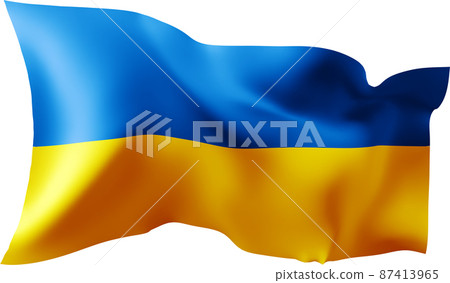 Waving flag of the Ukraine. Illustration of wavy Ukraine Flag. Flag on transparent background - vector illustration. 87413965