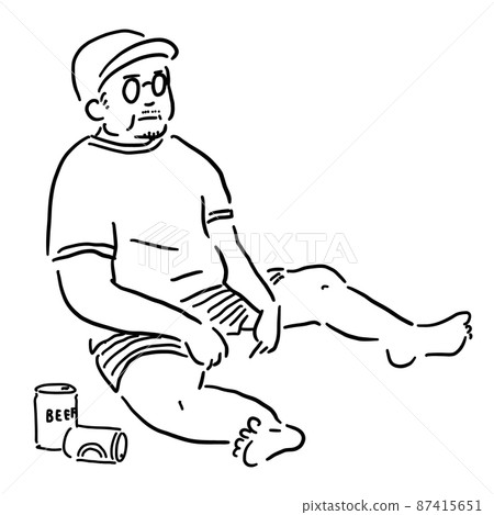 A man relaxing with a can of beer 87415651