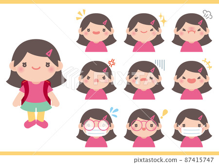 小學女孩圖標 set_semi-long 87415747