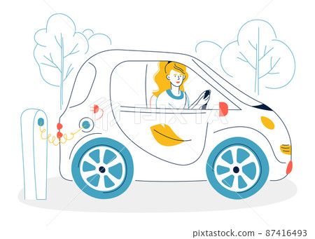 Electric car - modern flat design style illustration 87416493