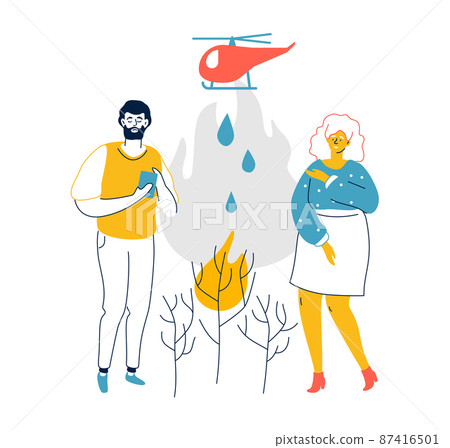 Extinguish burning forests - modern flat design style illustration Extinguish burning forests - modern flat design style illustration 87416501