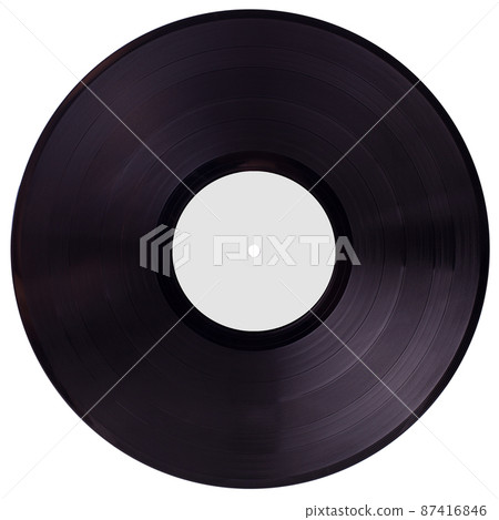 Vinyl record with white blank label isolated on white background 87416846