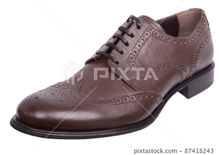Elegant men's shoes on white isolated background. 87418243