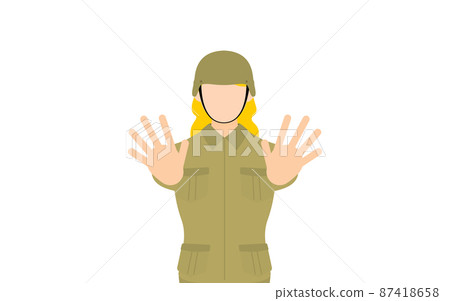 女兵姿勢,住手!雙手向前伸出 女兵姿勢,住手!雙手向前伸出 87418658