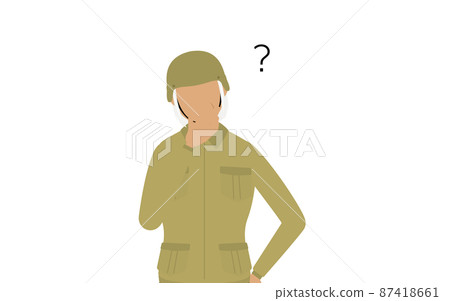Senior female soldier poses, have doubts Senior female soldier poses, have doubts 87418661