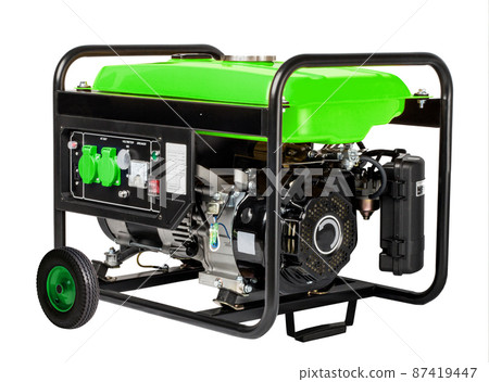 Portable electric generator, diesel  on a white background. 87419447