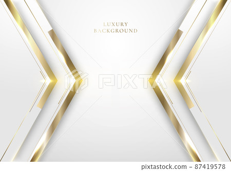 Abstract elegant modern template design 3D white and gold arrow with lighting on clean background luxury style 87419578