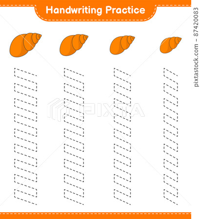 Handwriting practice. Tracing lines of Sea Shells. Educational children game, printable worksheet, vector illustration 87420083