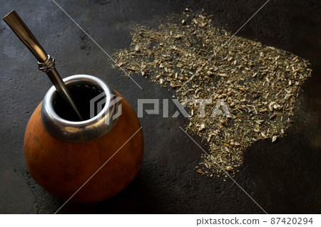 shape of Brasil made of yerba mate 87420294