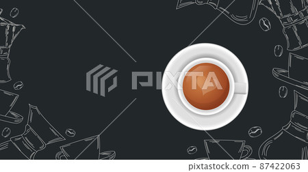 Coffee background with realistic cup of coffee - Vector Coffee background with realistic cup of coffee - Vector 87422063