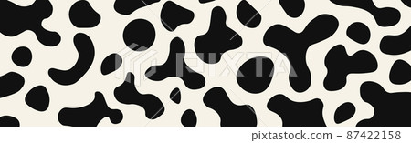 Panoramic realistic background of cow spots on the skin, web template - Vector 87422158
