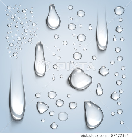 Drops of water on a gently blue background 87422325