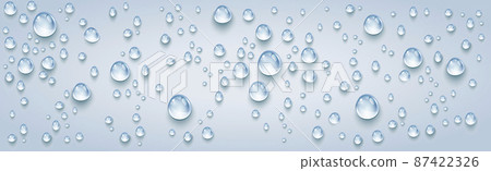 Drops of water on a gently blue background 87422326