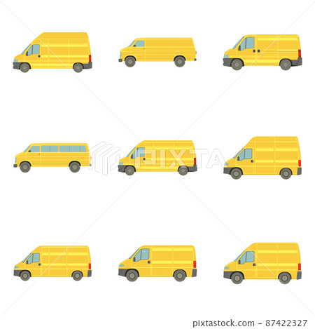 Set of 9 realistic trucks on a white background - Vector 87422327