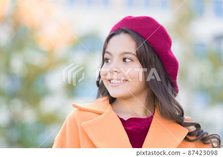 Always Love to be Fashionable. happy parisian girl in beret 87423098