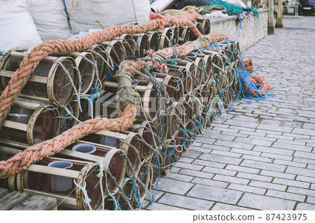 Fishing devises, group of seine baskets. Fishing devises, group of seine baskets. 87423975
