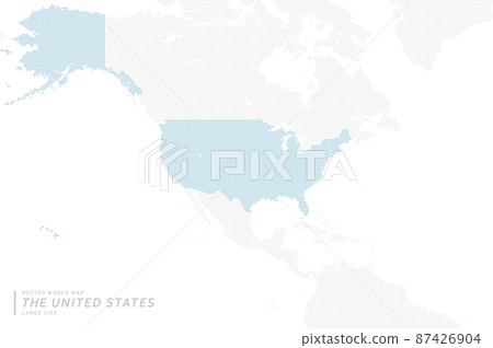 以美國為中心的藍點地圖。大碼。 87426904