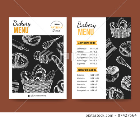 Menu template with sourdough concept,sketch drawing style Menu template with sourdough concept,sketch drawing style 87427564