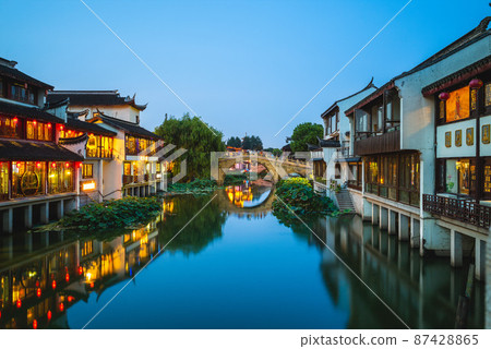 Night Scene of Qibao Ancient Town at qibao in Shanghai, China Night Scene of Qibao Ancient Town at qibao in Shanghai, China 87428865