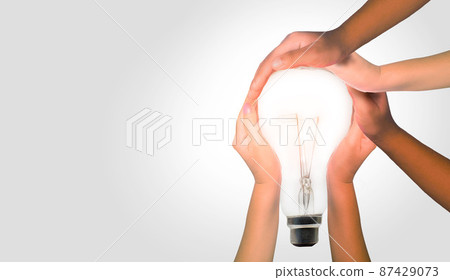 The symbols and shapes of the bulbs are hand crafted concepts of ideas, teamwork and creative problem solving. 87429073