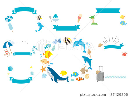 Summer illustration frame set 1 that can be used for banners (without text) Summer illustration frame set 1 that can be used for banners (without text) 87429206