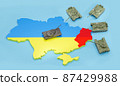 Russia-Ukraine tensions escalate at Donbass region border , 3D rendering. 87429988
