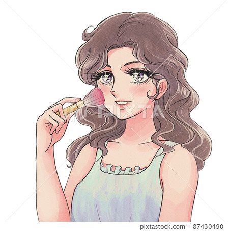 昭和復古女孩卡通風格,帶腮紅的美麗女巫 昭和復古女孩卡通風格,帶腮紅的美麗女巫 87430490