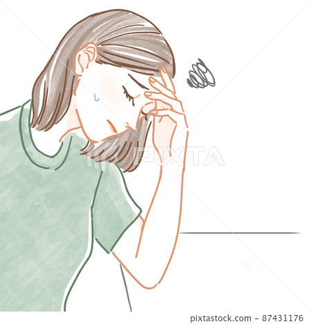 一個頭痛的女人的插圖 87431176
