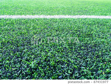 Texture of plastic artificial grass and the rubber pellets on school yard Texture of plastic artificial grass and the rubber pellets on school yard 87431977